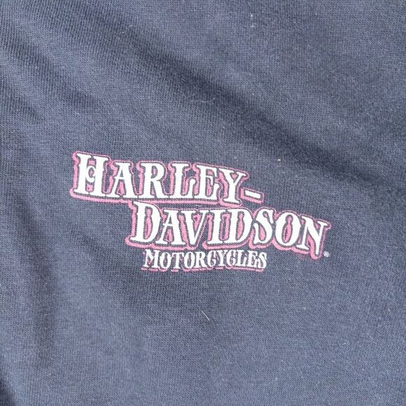Harley Davidson Women’s Full Zip Jacket L Black Y2K Bossier City LA Faded AOP - Picture 2 of 8